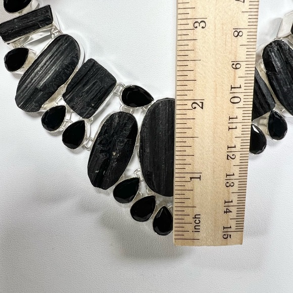 Black Tourmaline 925 Large Gemstone Necklace & Bracelet - Picture 6 of 8